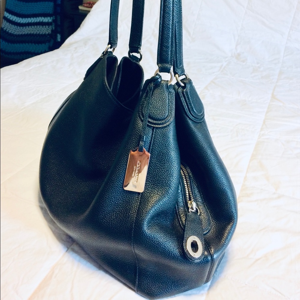 Coach Edie Shoulder Bag - BLACK Leather